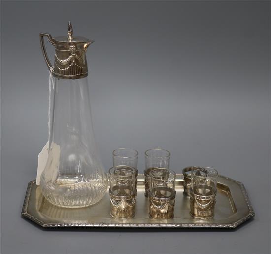 A WMF Neo-Classical style plate-mounted liqueur set